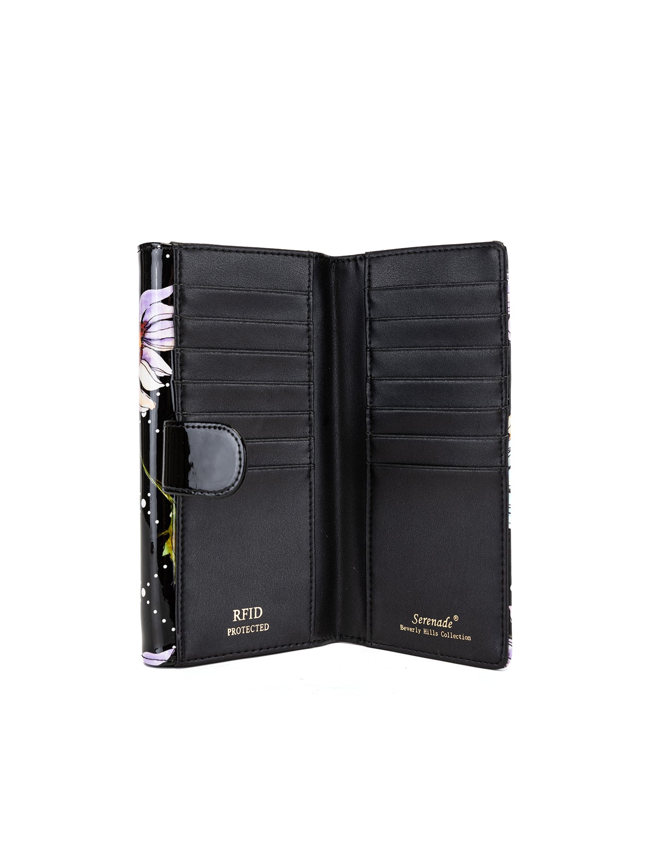 DAISY LARGE PATENT LEATHER WALLET WITH RFID - DAISY PRINT