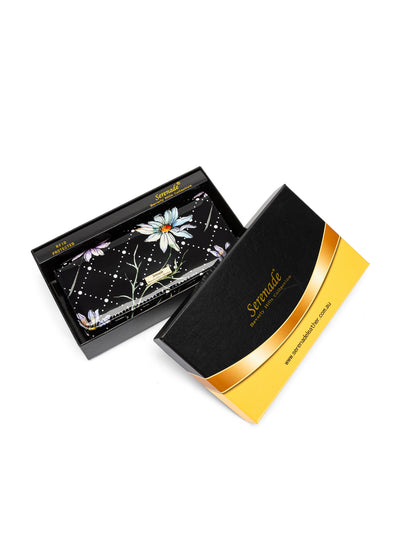 DAISY LARGE PATENT LEATHER WALLET WITH RFID - DAISY PRINT