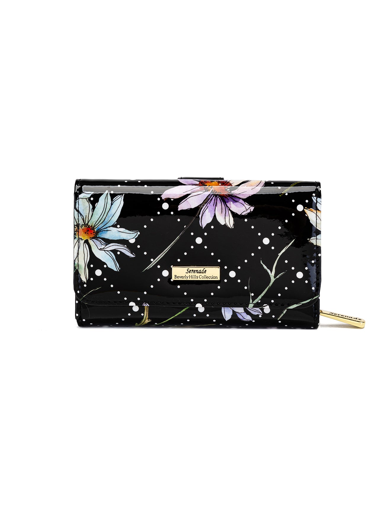DAISY MEDIUM PATENT LEATHER WALLET WITH RFID - DAISY PRINT