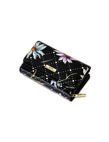 DAISY MEDIUM PATENT LEATHER WALLET WITH RFID - DAISY PRINT