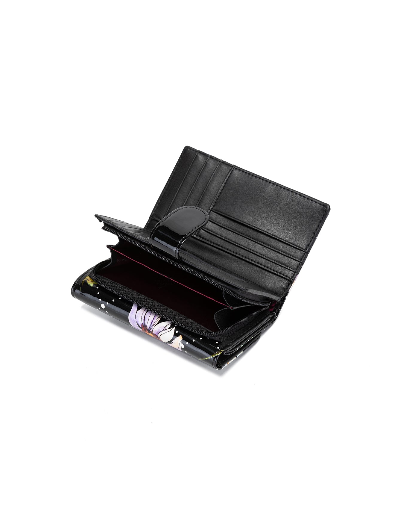 DAISY MEDIUM PATENT LEATHER WALLET WITH RFID - DAISY PRINT