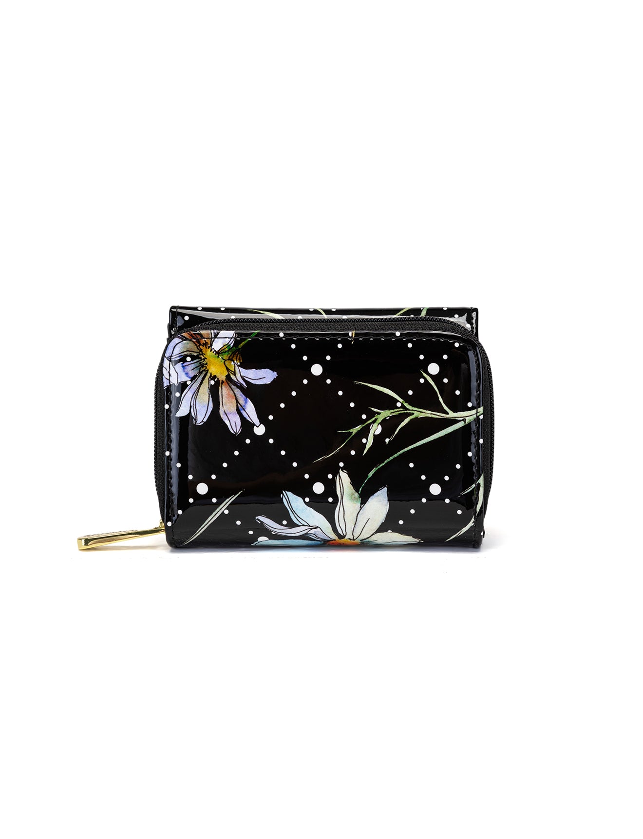 DAISY SMALL PATENT LEATHER WALLET WITH RFID - DAISY PRINT