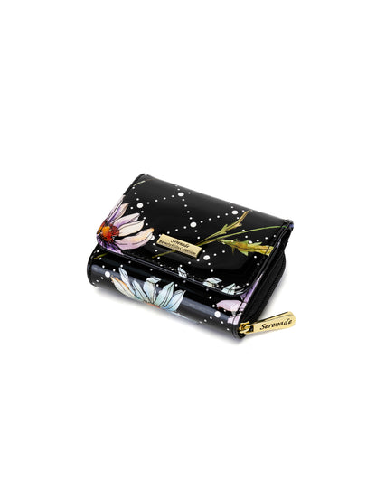 DAISY SMALL PATENT LEATHER WALLET WITH RFID - DAISY PRINT