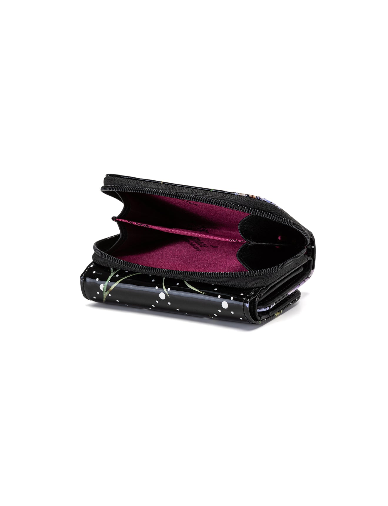 DAISY SMALL PATENT LEATHER WALLET WITH RFID - DAISY PRINT