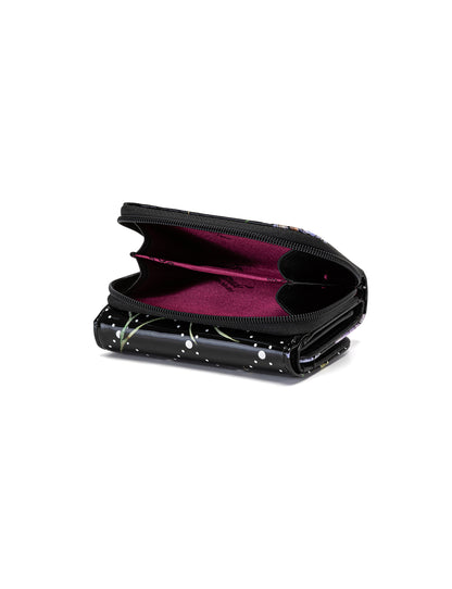 DAISY SMALL PATENT LEATHER WALLET WITH RFID - DAISY PRINT