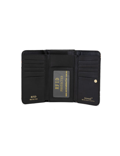 CATS MEOW MEDIUM PATENT LEATHER WALLET WITH RFID - CAT PRINT