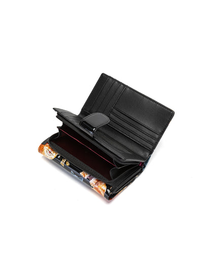 CATS MEOW MEDIUM PATENT LEATHER WALLET WITH RFID - CAT PRINT