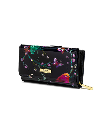 HUMMINGBIRD SINGS MEDIUM PATENT LEATHER WALLET WITH RFID - BIRD PRINT