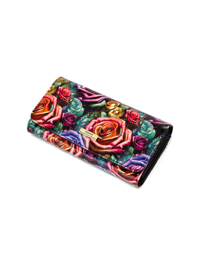 ROSETTA LARGE PATENT LEATHER WALLET WITH RFID - ROSE PRINT