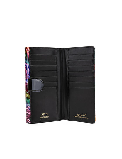 ROSETTA LARGE PATENT LEATHER WALLET WITH RFID - ROSE PRINT