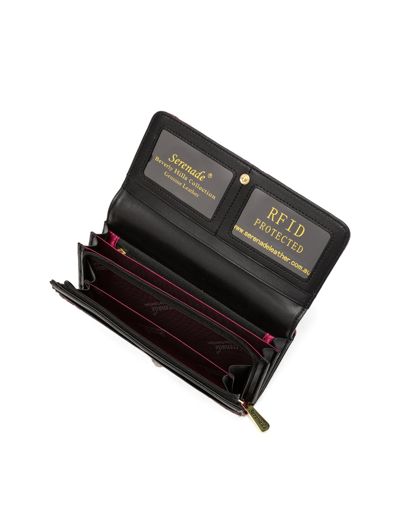 ROSETTA LARGE PATENT LEATHER WALLET WITH RFID - ROSE PRINT