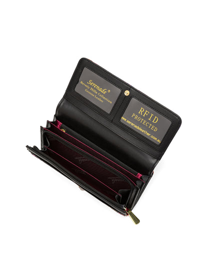 ROSETTA LARGE PATENT LEATHER WALLET WITH RFID - ROSE PRINT