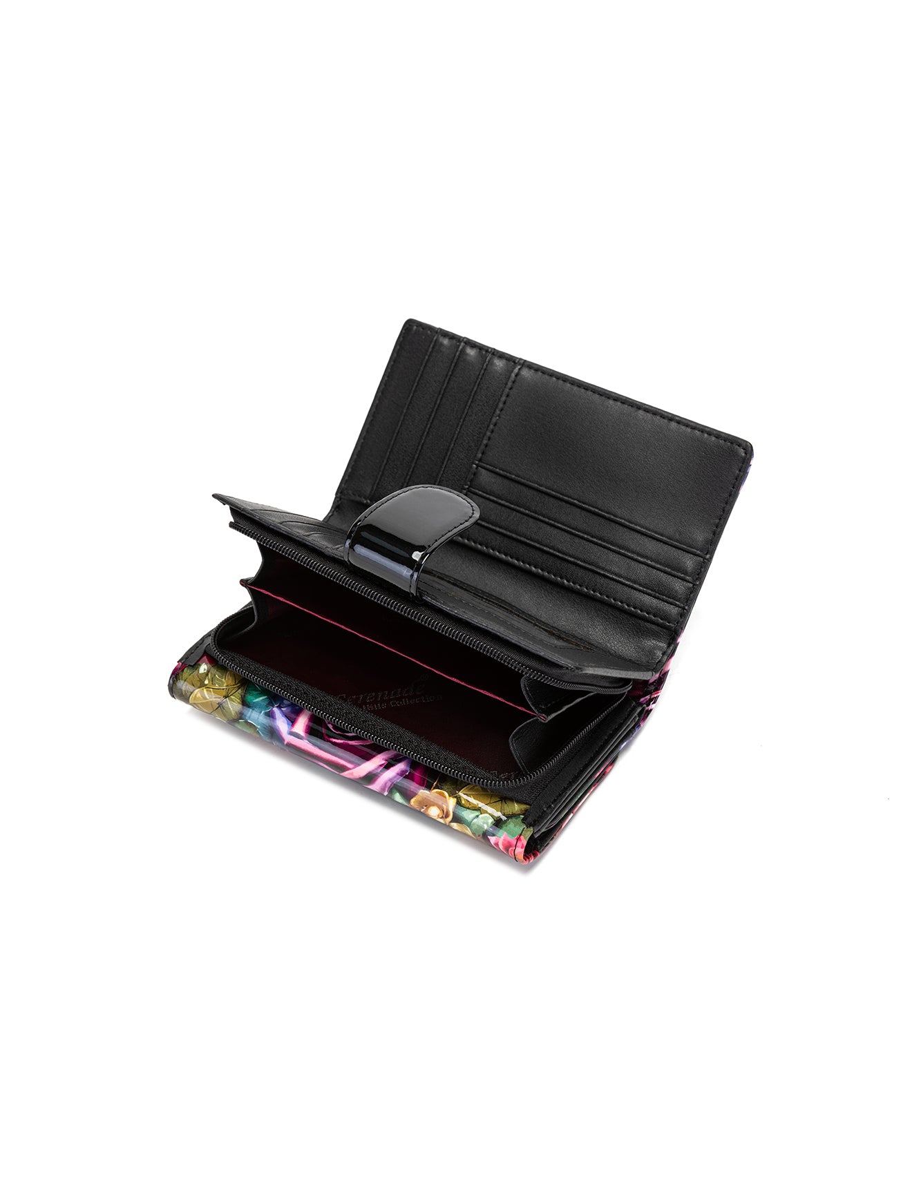 ROSETTA MEDIUM PATENT LEATHER  WALLET WITH RFID - ROSE PRINT