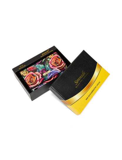 ROSETTA MEDIUM PATENT LEATHER  WALLET WITH RFID - ROSE PRINT