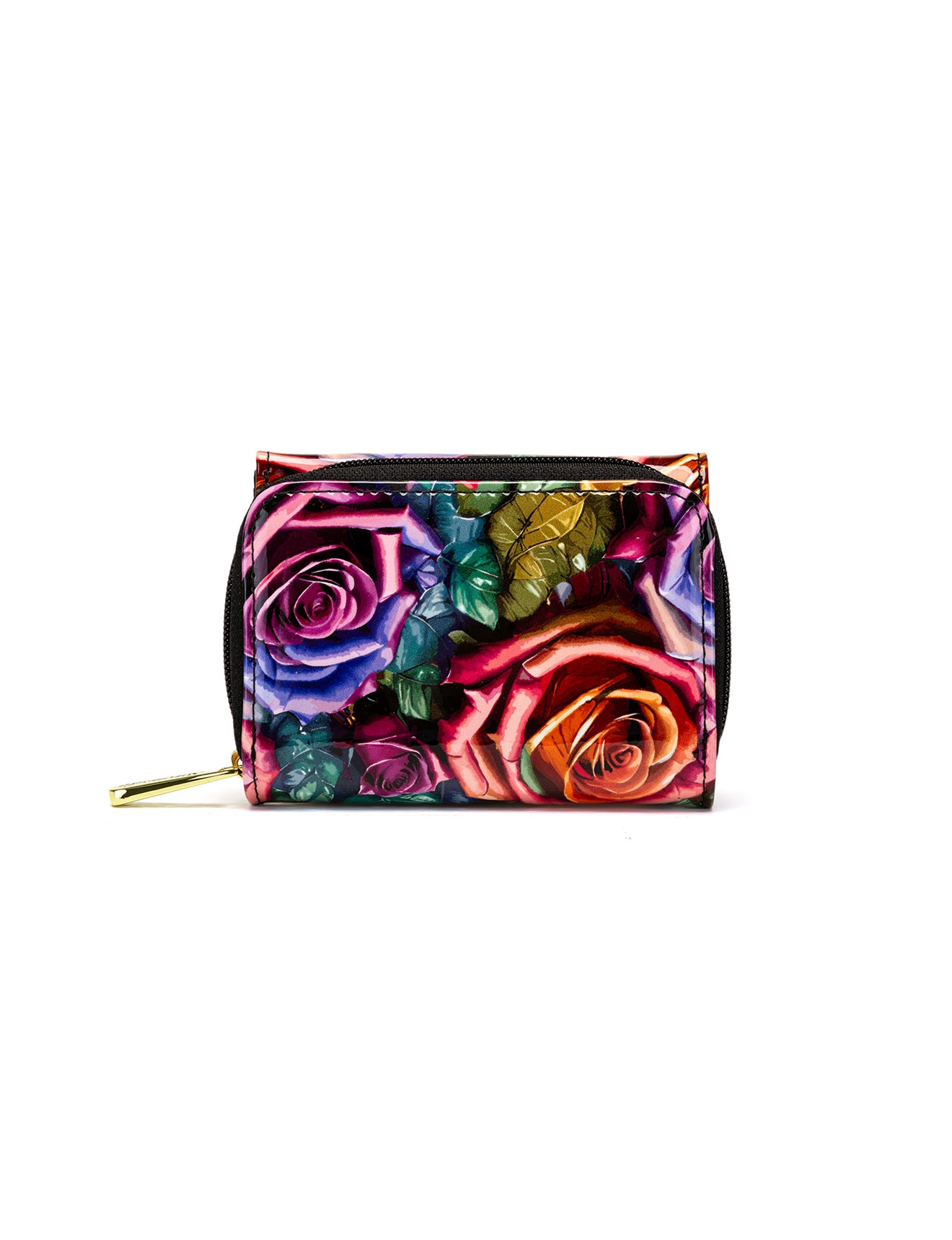 ROSETTA SMALL PATENT LEATHER WALLET WITH RFID - ROSE PRINT