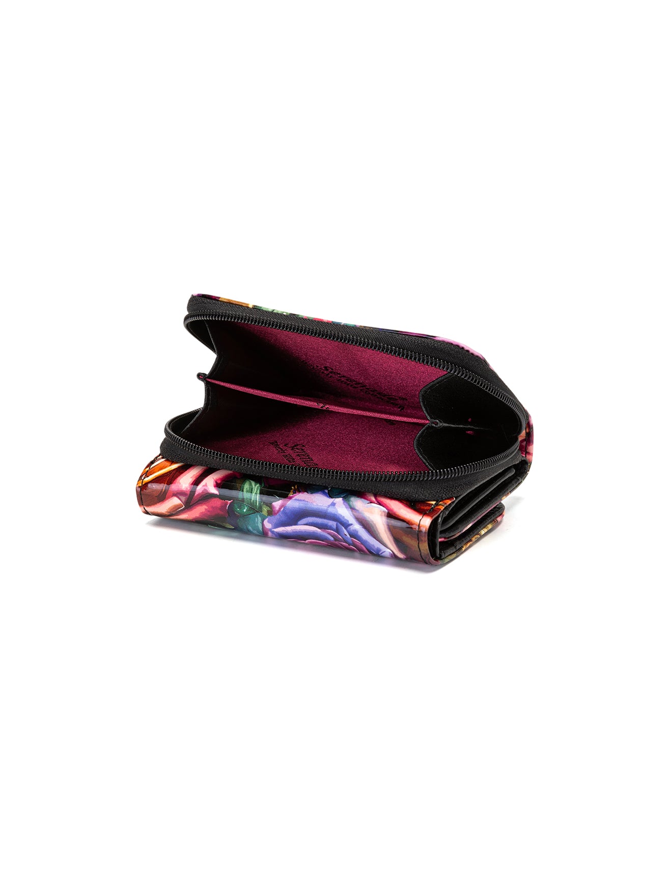 ROSETTA SMALL PATENT LEATHER WALLET WITH RFID - ROSE PRINT