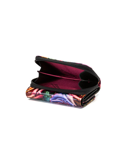 ROSETTA SMALL PATENT LEATHER WALLET WITH RFID - ROSE PRINT