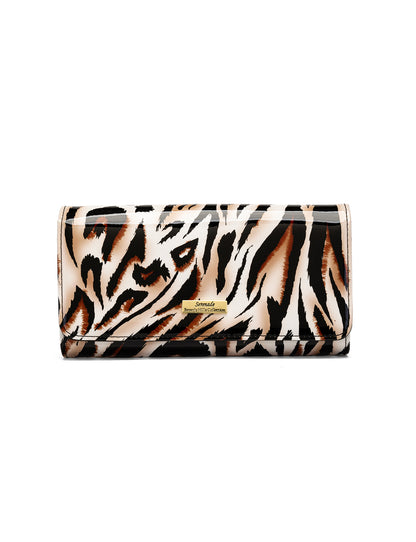 COUGAR LARGE PATENT LEATHER WALLET WITH RFID - COUGAR PRINT