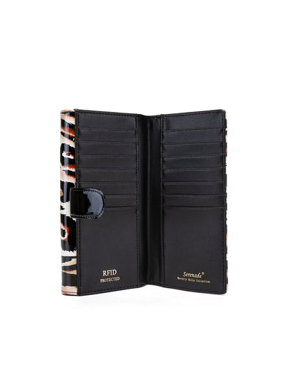 COUGAR LARGE PATENT LEATHER WALLET WITH RFID - COUGAR PRINT