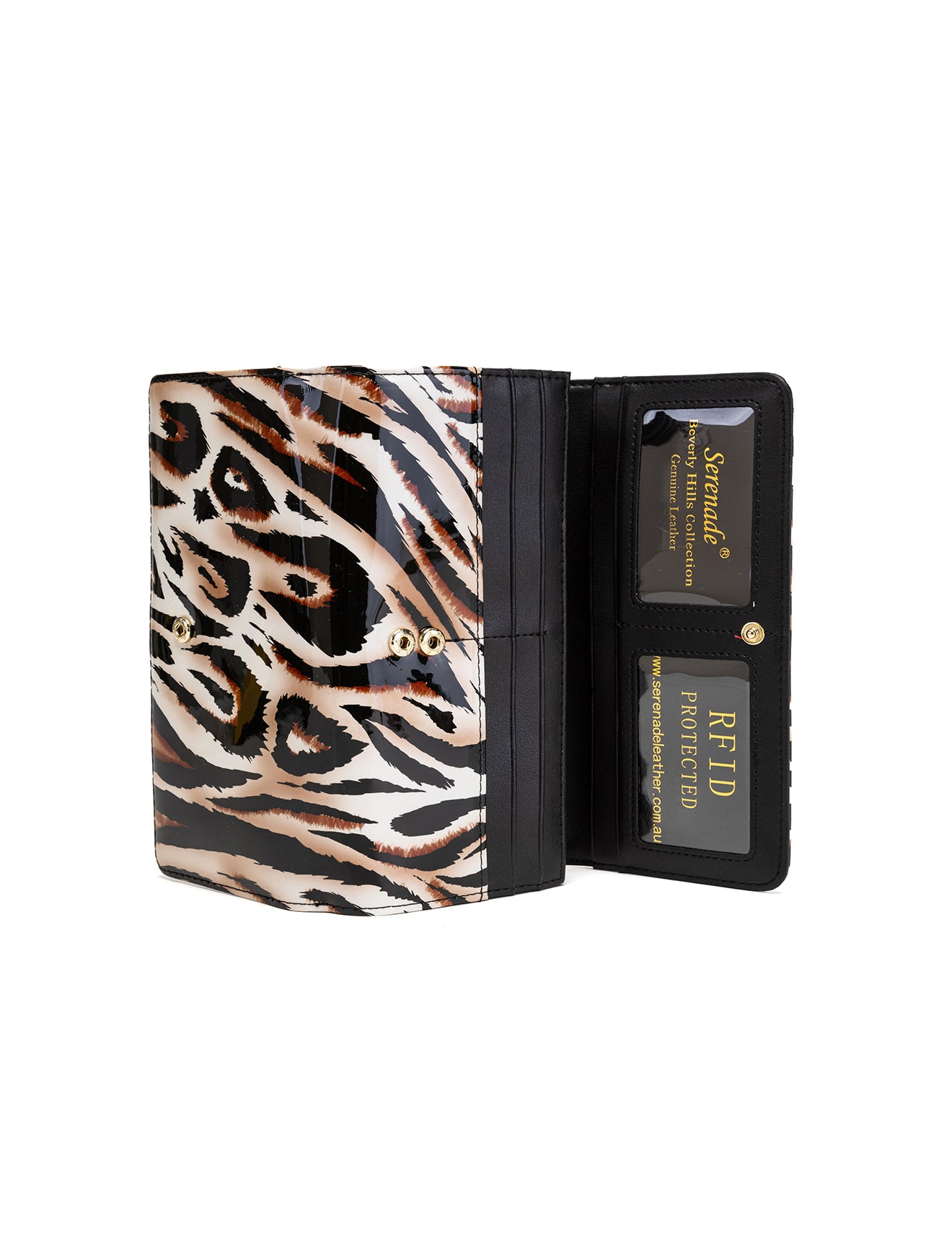 COUGAR LARGE PATENT LEATHER WALLET WITH RFID - COUGAR PRINT