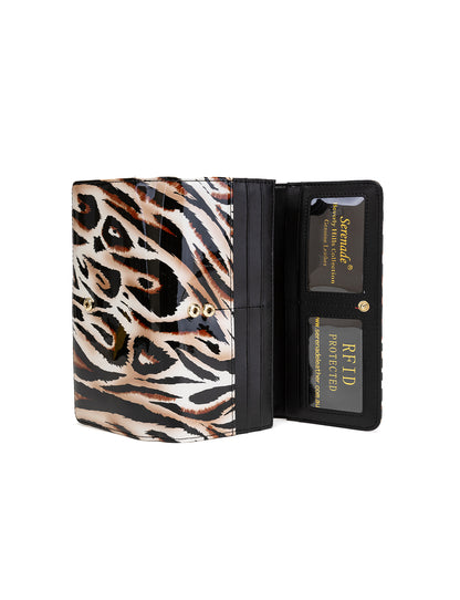 COUGAR LARGE PATENT LEATHER WALLET WITH RFID - COUGAR PRINT