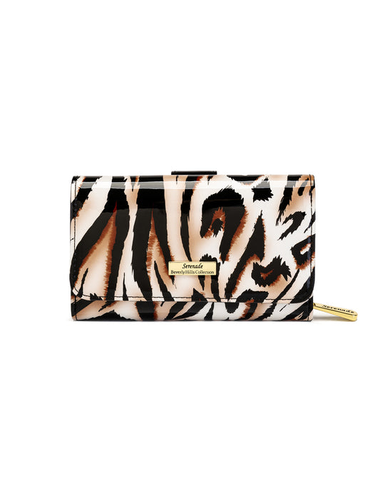 COUGAR MEDIUM PATENT LEATHER WALLET WITH RFID - COUGAR PRINT