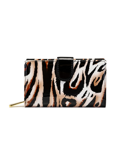 COUGAR MEDIUM PATENT LEATHER WALLET WITH RFID - COUGAR PRINT