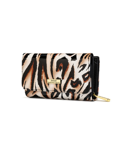 COUGAR MEDIUM PATENT LEATHER WALLET WITH RFID - COUGAR PRINT
