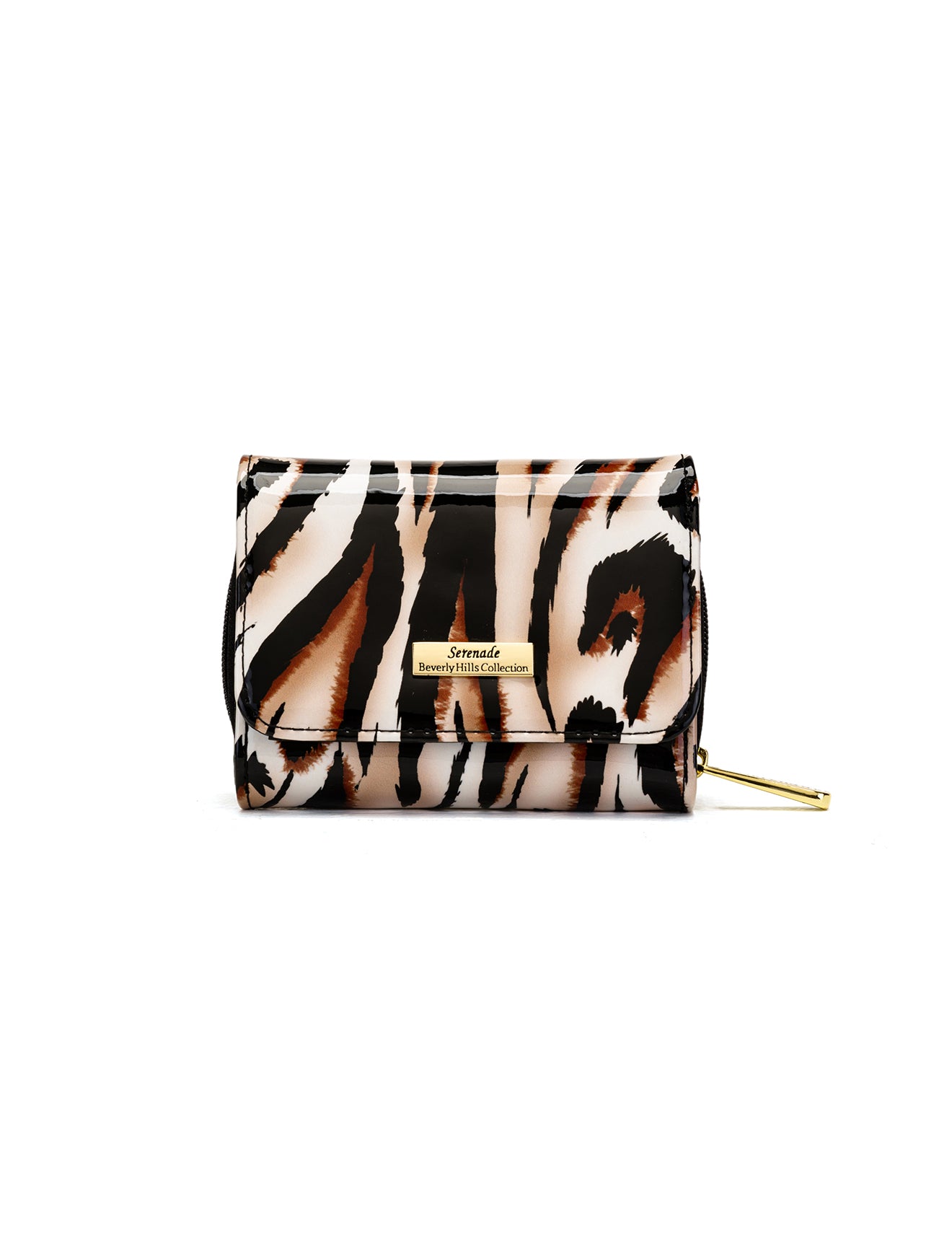COUGAR SMALL PATENT LEATHER WALLET WITH RFID - COUGAR PRINT