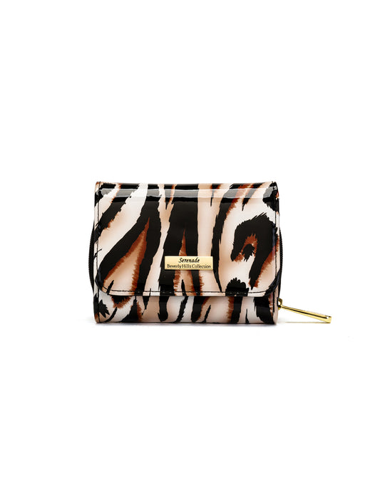 COUGAR SMALL PATENT LEATHER WALLET WITH RFID - COUGAR PRINT