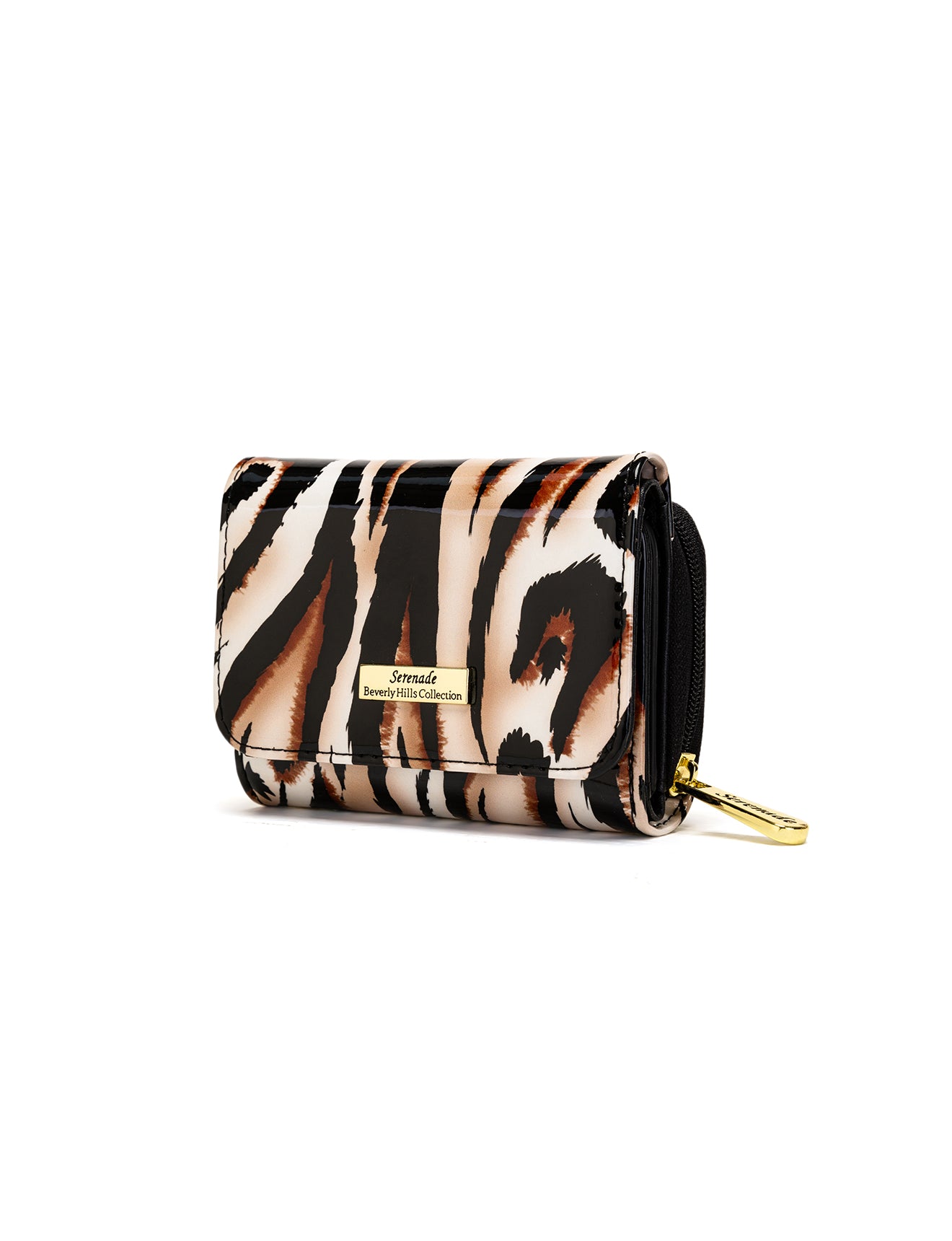 COUGAR SMALL PATENT LEATHER WALLET WITH RFID - COUGAR PRINT
