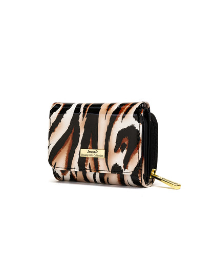 COUGAR SMALL PATENT LEATHER WALLET WITH RFID - COUGAR PRINT