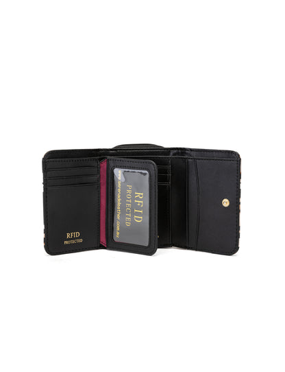 COUGAR SMALL PATENT LEATHER WALLET WITH RFID - COUGAR PRINT