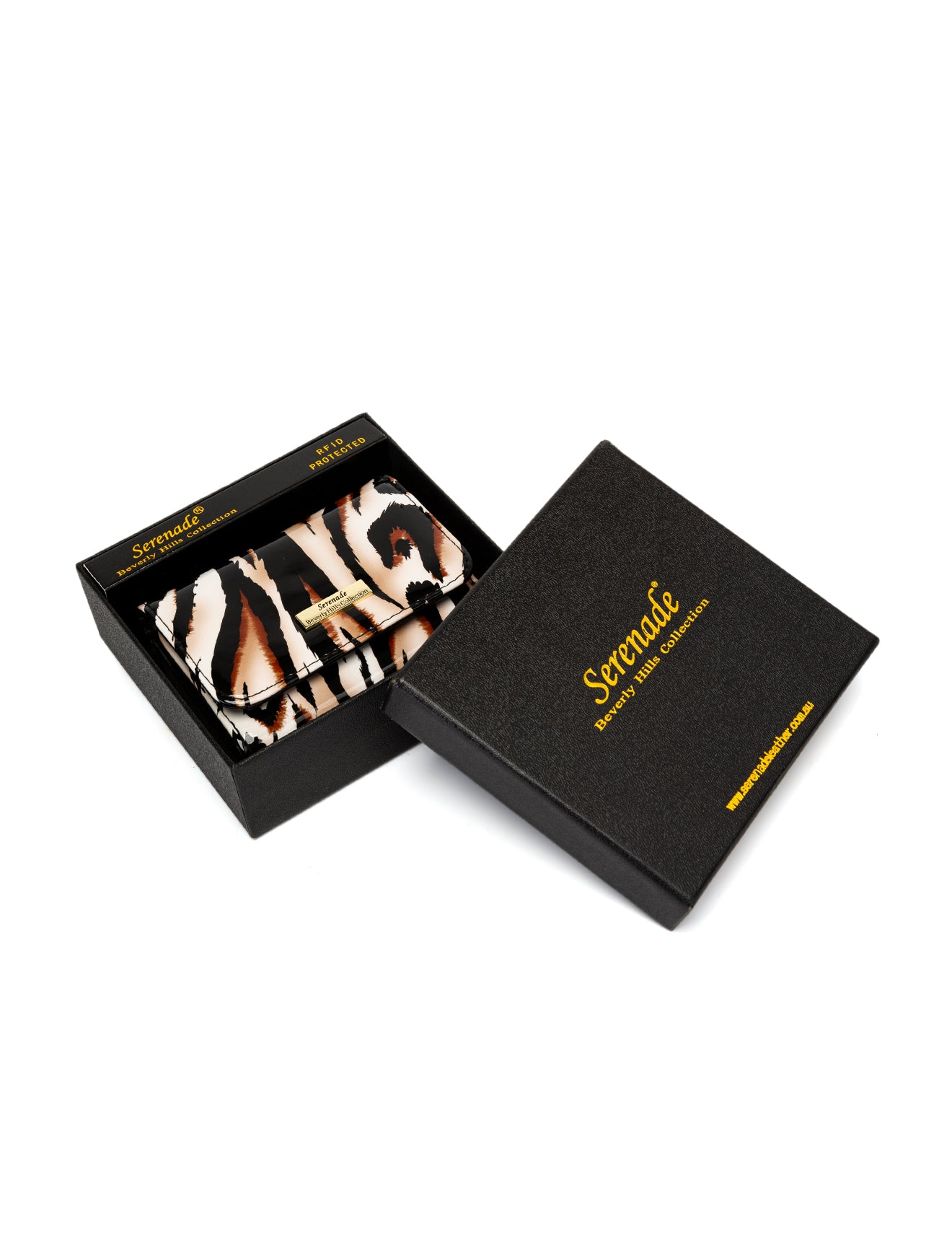 COUGAR SMALL PATENT LEATHER WALLET WITH RFID - COUGAR PRINT