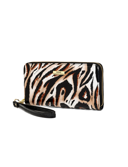 COUGAR ZIP AROUND PATENT LEATHER WALLET WITH RFID - COUGAR PRINT