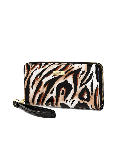 COUGAR ZIP AROUND PATENT LEATHER WALLET WITH RFID - COUGAR PRINT