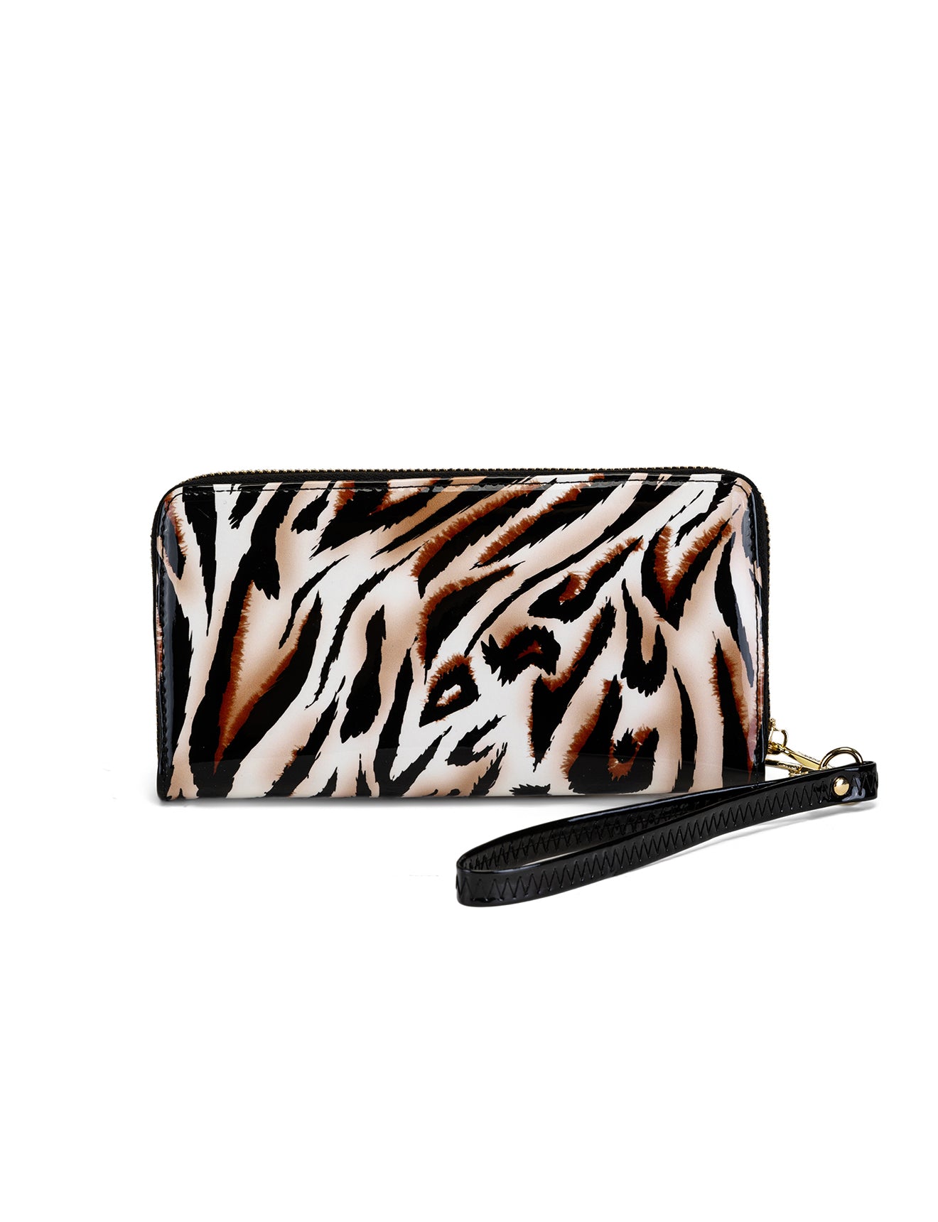 COUGAR ZIP AROUND PATENT LEATHER WALLET WITH RFID - COUGAR PRINT