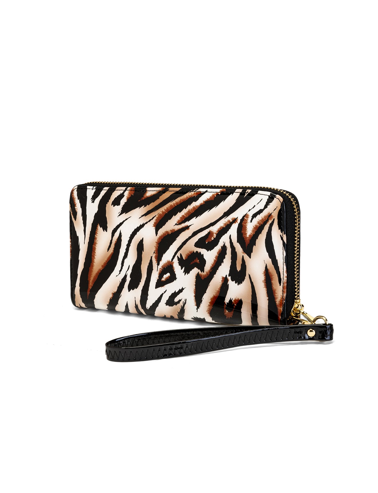 COUGAR ZIP AROUND PATENT LEATHER WALLET WITH RFID - COUGAR PRINT