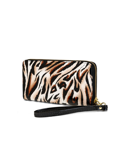 COUGAR ZIP AROUND PATENT LEATHER WALLET WITH RFID - COUGAR PRINT