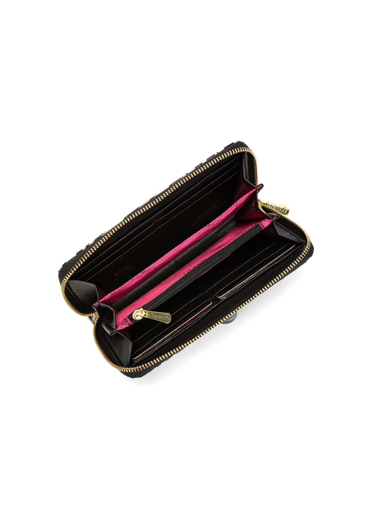 COUGAR ZIP AROUND PATENT LEATHER WALLET WITH RFID - COUGAR PRINT