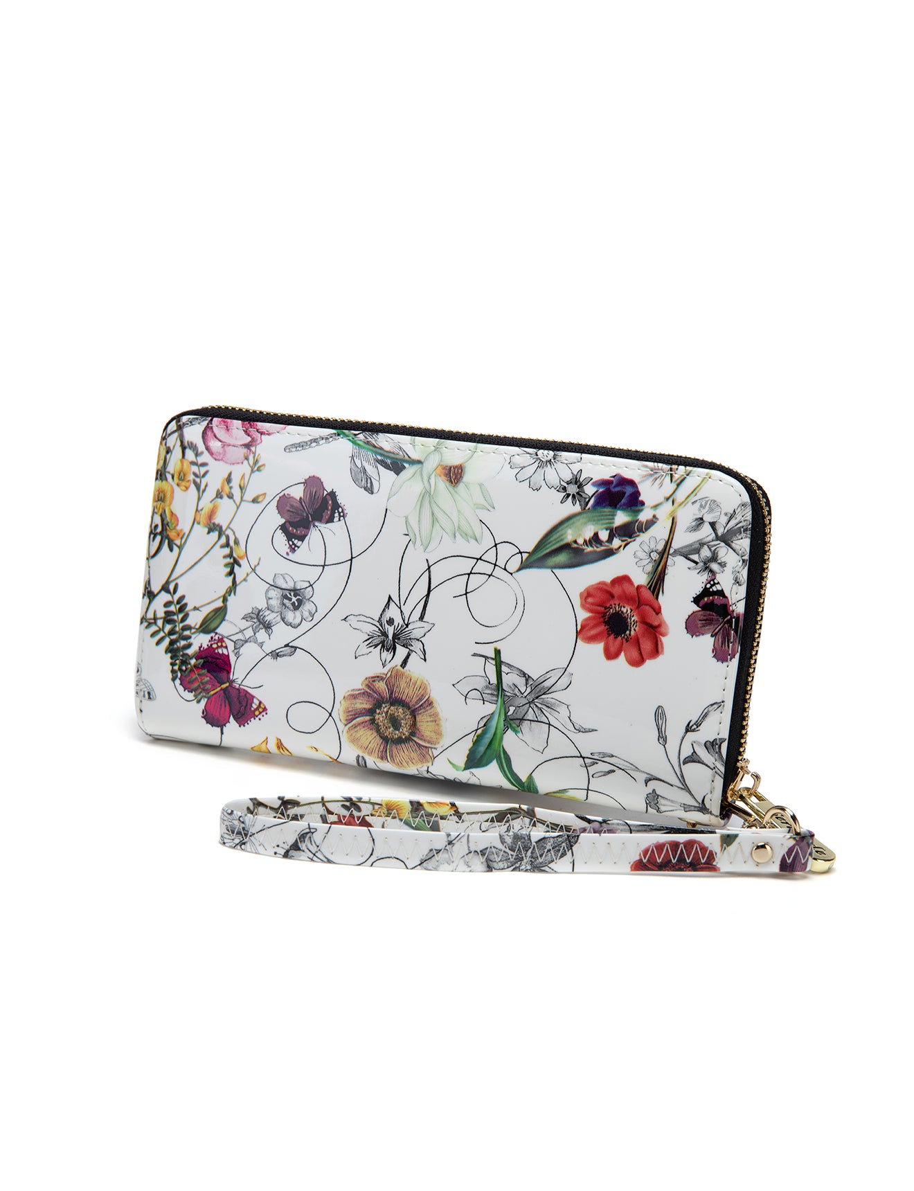BOTANICS ZIP AROUND  PATENT LEATHER WALLET WITH RFID- WSH4716