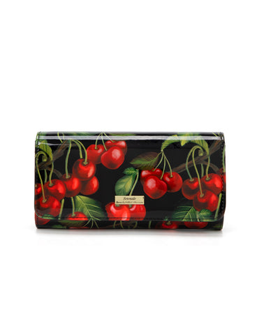 CHERRY LARGE  PATENT LEATHER WALLET WITH RFID-WSN6001