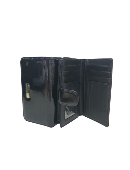 ELENOR MEDIUM PATENT LEATHER RFID WALLET -WSN802-BLK- SALE