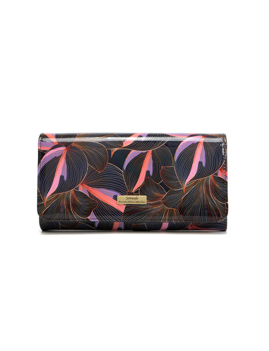 AMAL LARGE  PATENT LEATHER WALLET WITH RFID- WSN9501