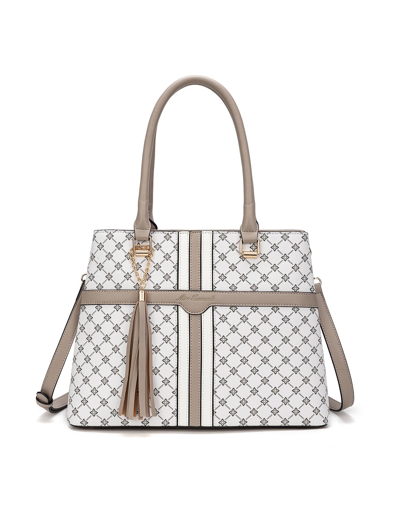 EMMALINE VEGAN BAG - WHITE & TAUPE