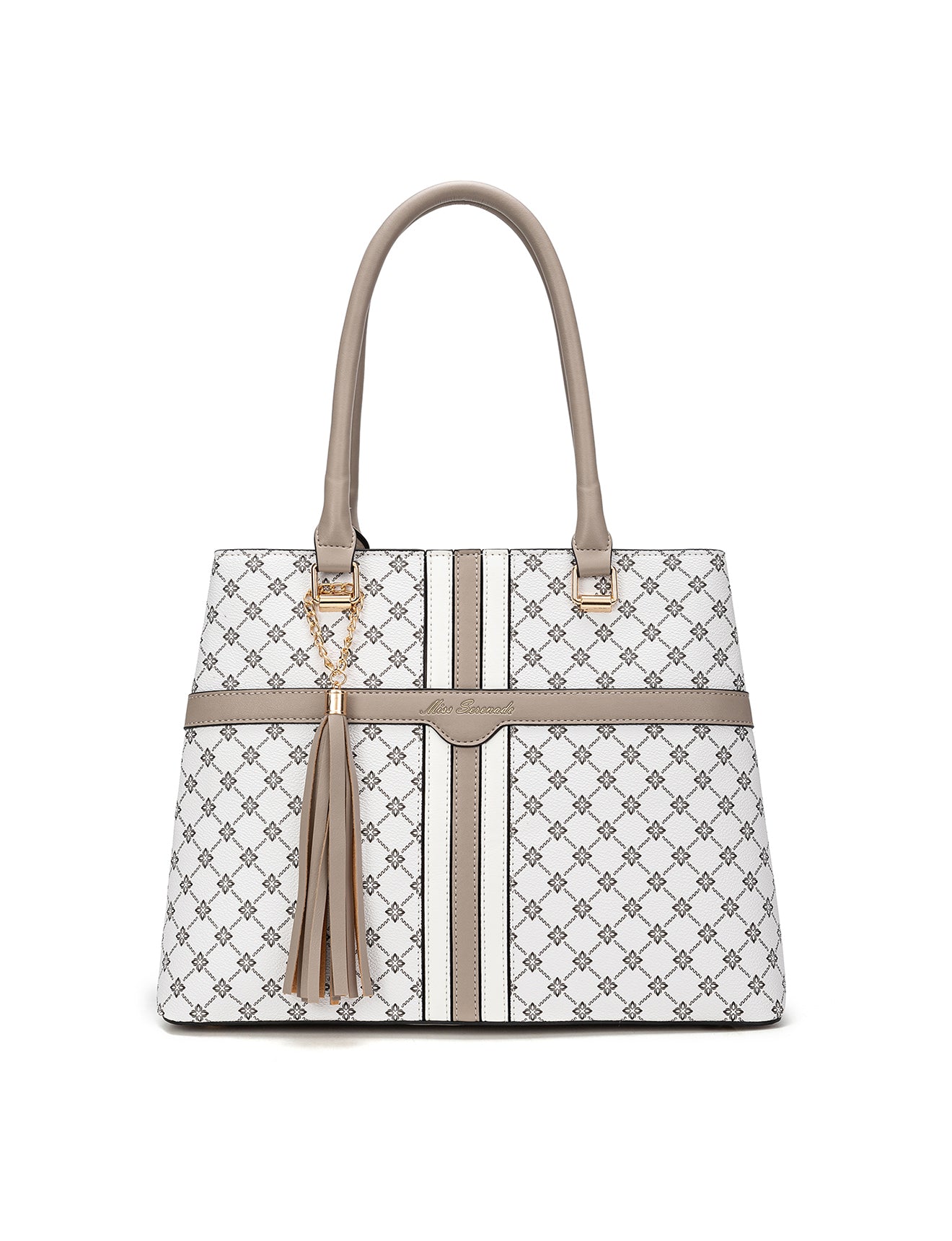 EMMALINE VEGAN BAG - WHITE & TAUPE