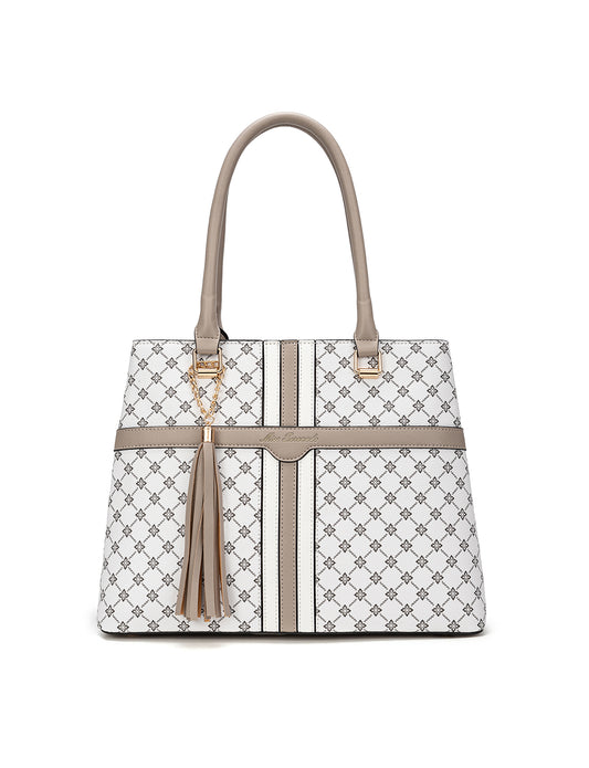 EMMALINE VEGAN BAG - WHITE & TAUPE