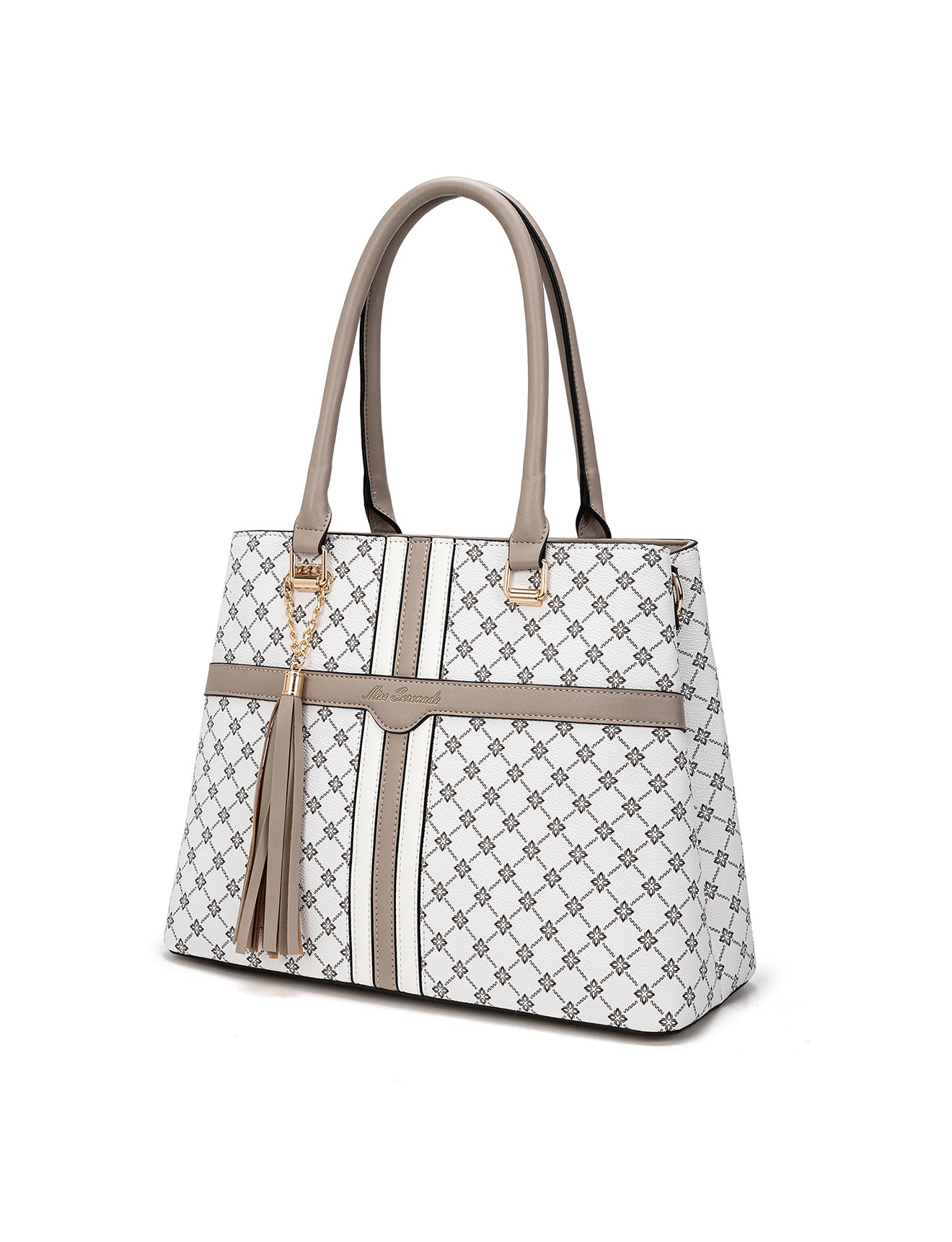 EMMALINE VEGAN BAG - WHITE & TAUPE