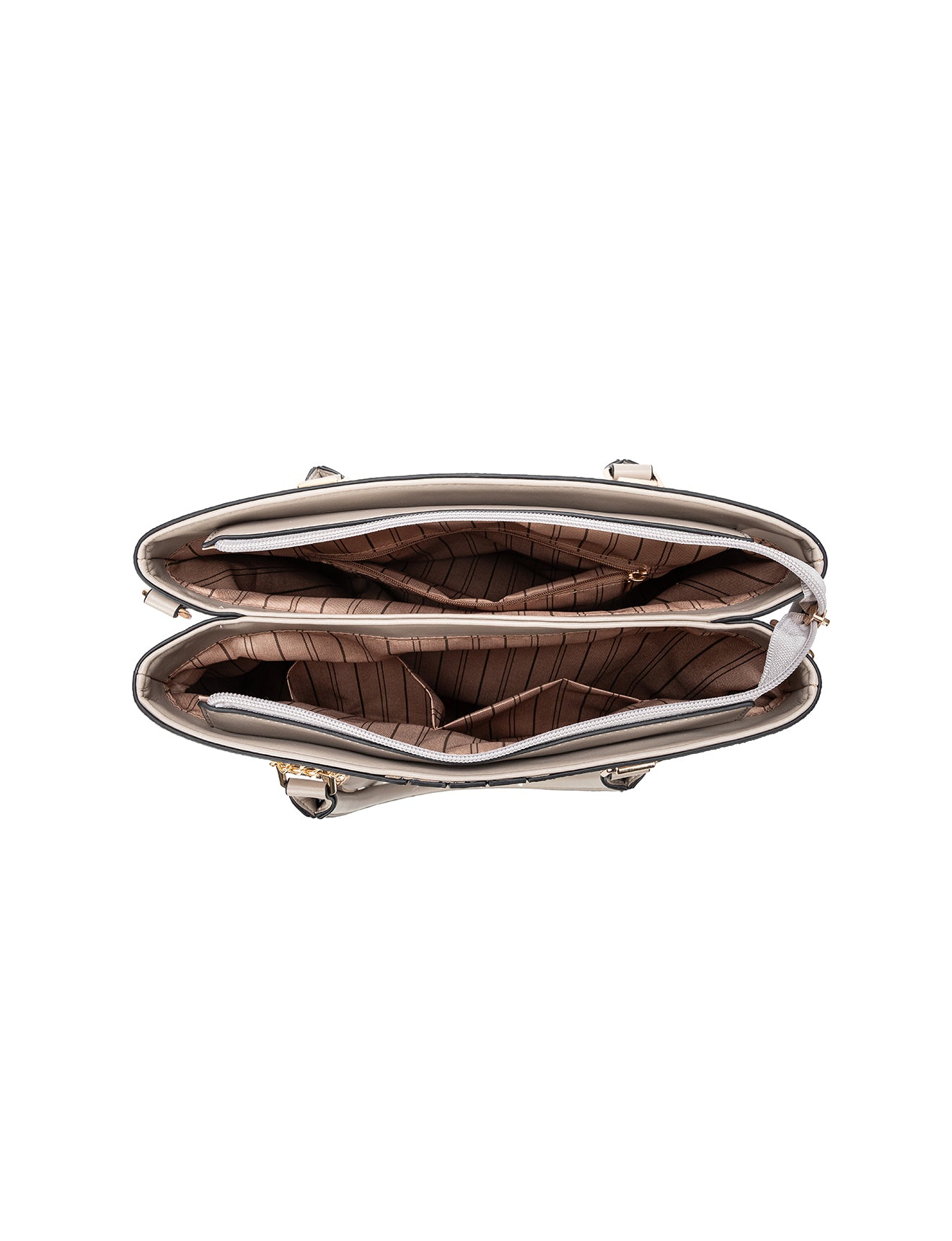 EMMALINE VEGAN BAG - WHITE & TAUPE