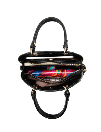 LIV ECO VEGAN TRIPLE COMPARTMENT BAG- XB-2355-BLK